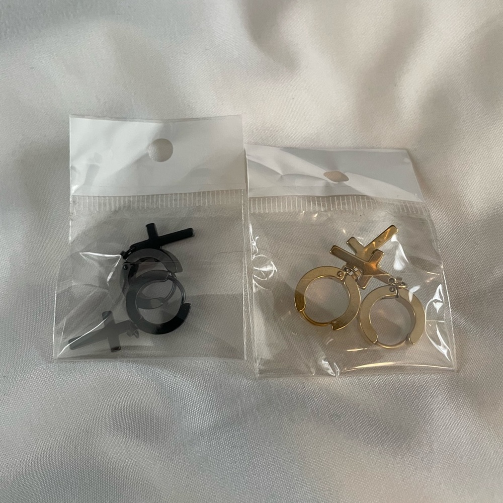 2 pack dangling cross earrings